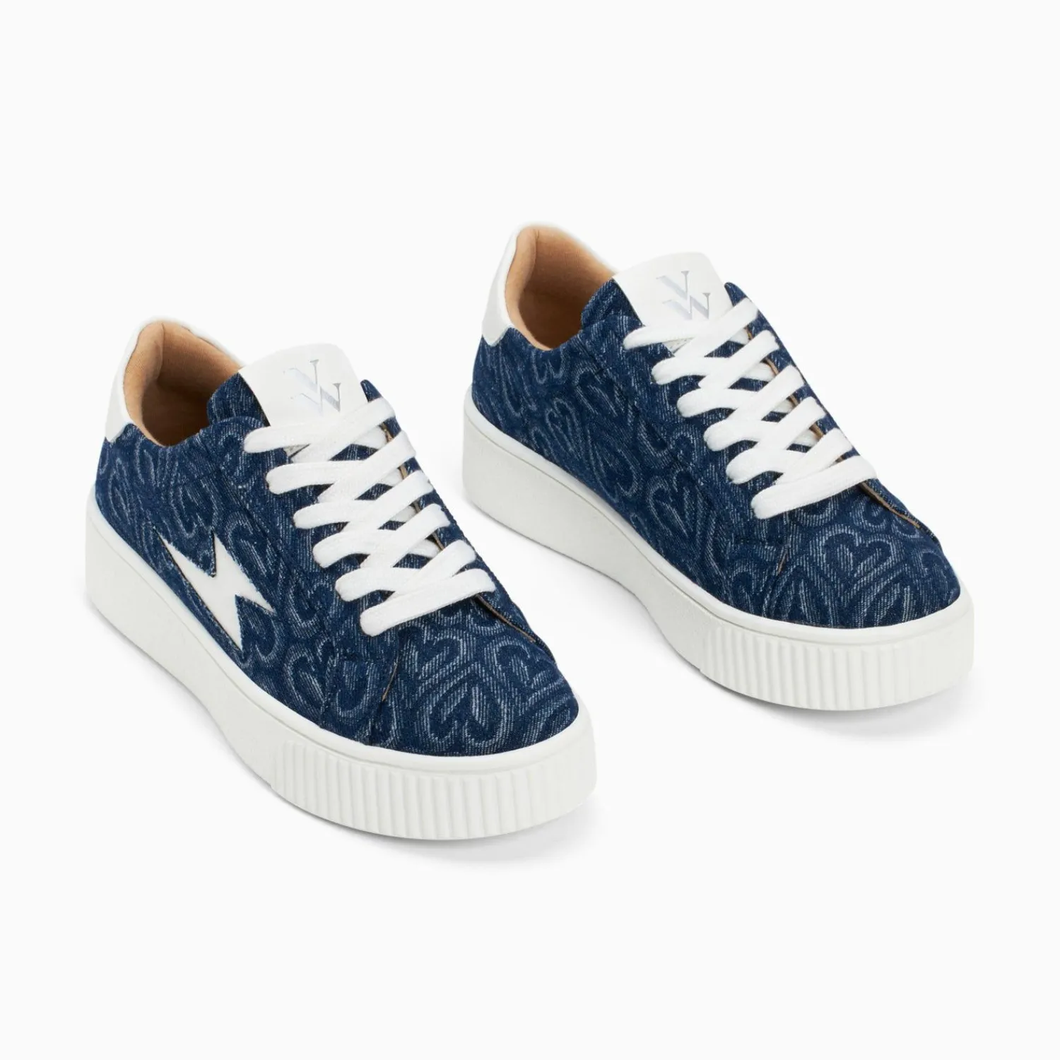 Vanessa Wu Sneakers>Baskets Eclair Enola Denim Coeur A Lacets