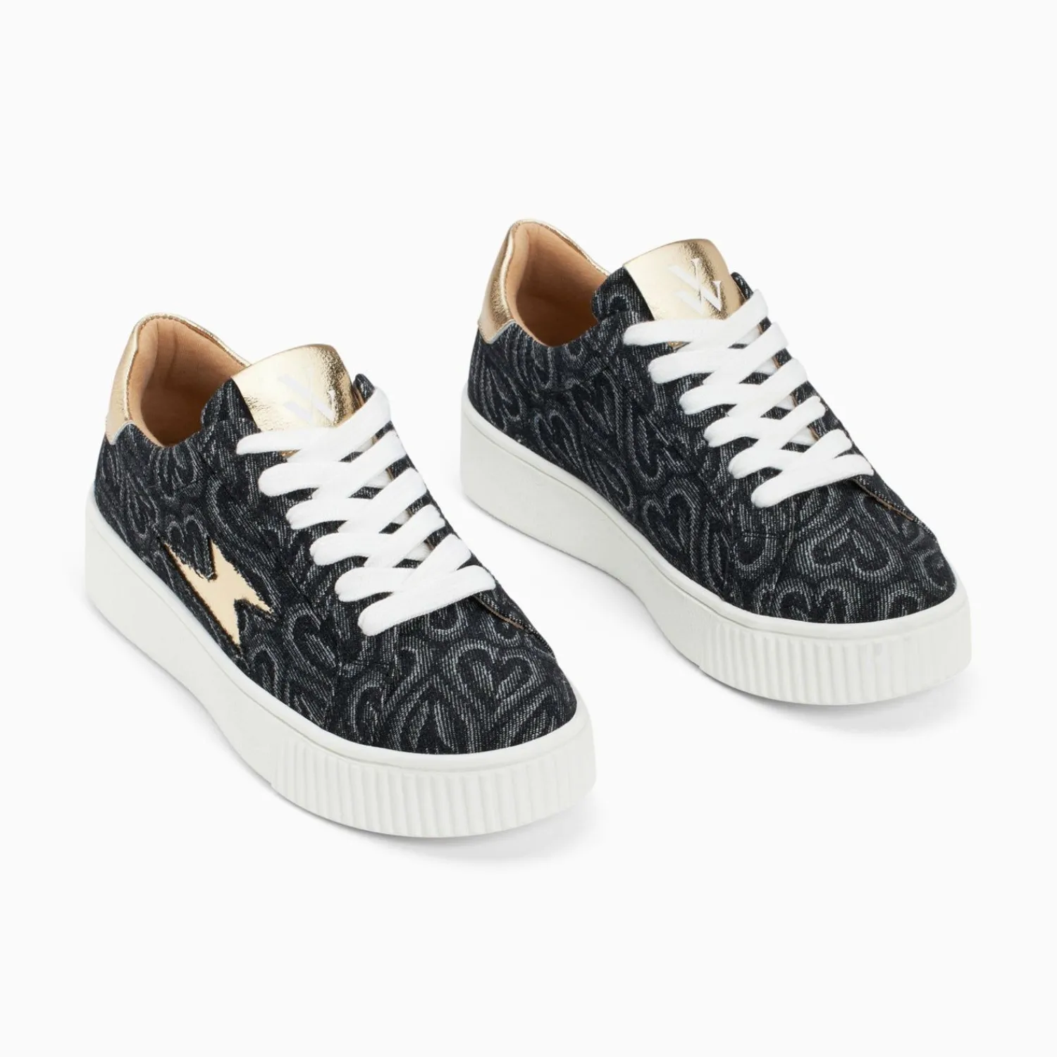 Vanessa Wu Sneakers>Baskets Eclair Enola Noir Coeur A Lacets