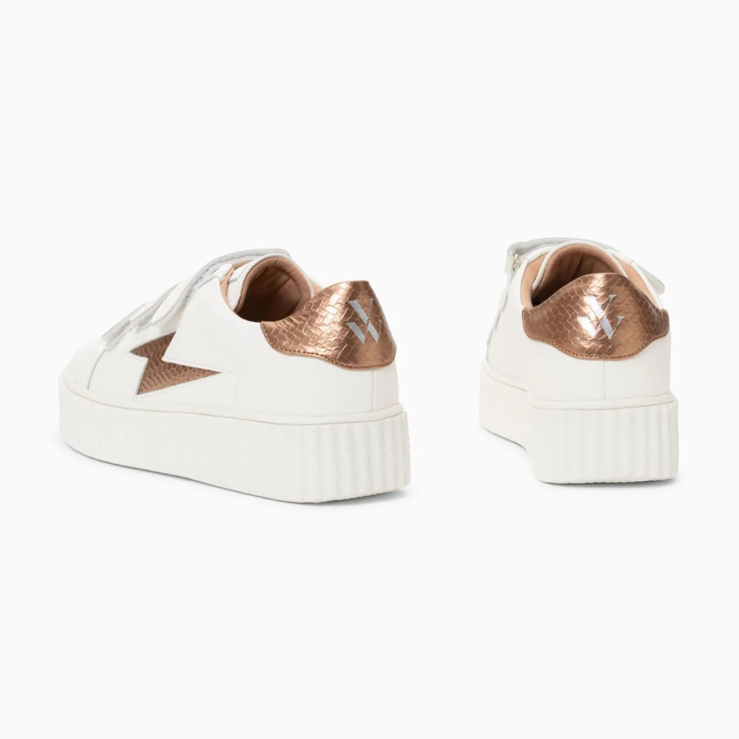 Vanessa Wu Sneakers>Baskets Eclair Eva Blanc Et Bronze Serpent A Scratchs