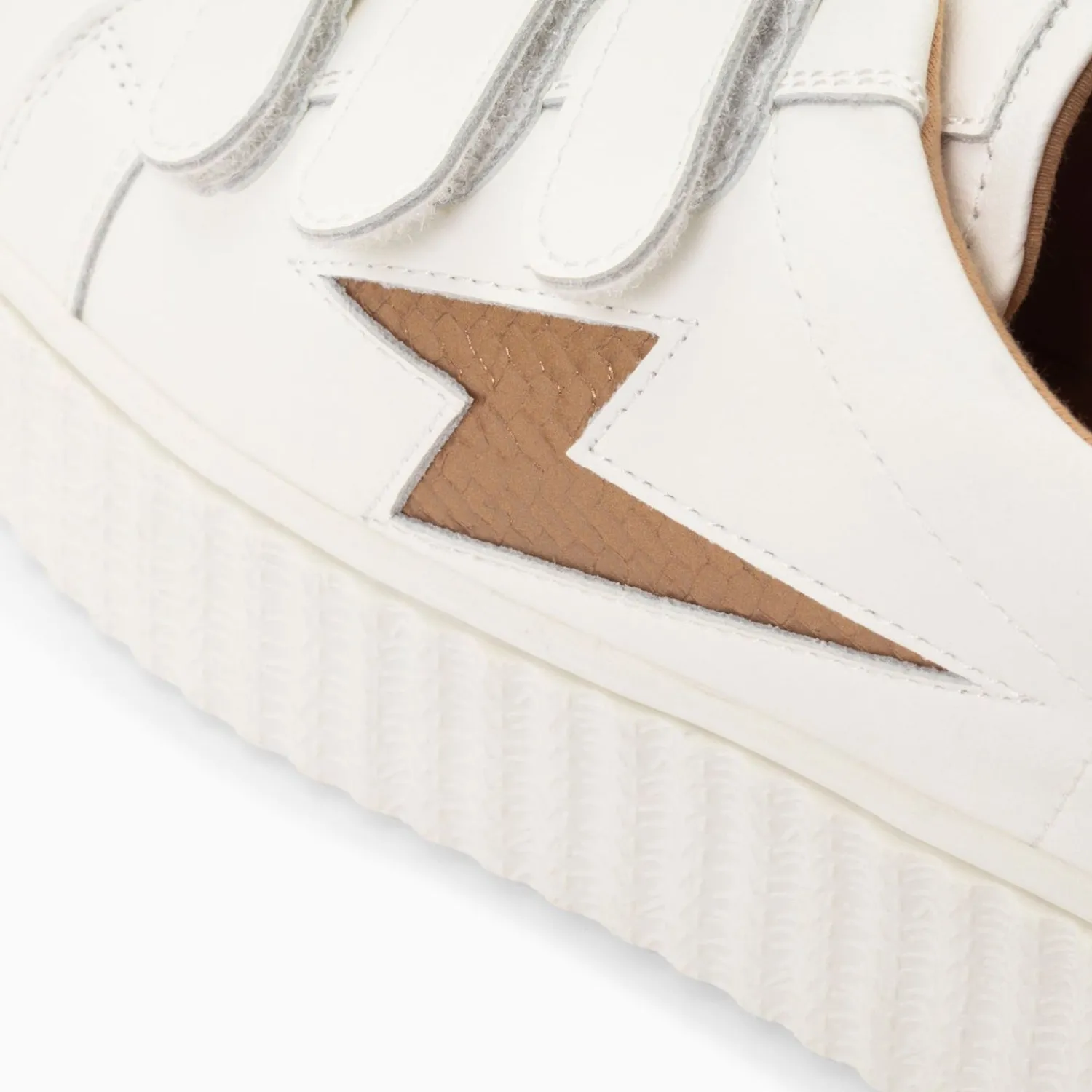 Vanessa Wu Sneakers>Baskets Eclair Eva Blanc Et Bronze Serpent A Scratchs