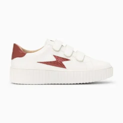 Vanessa Wu Sneakers>Baskets Eclair Eva Blanc Et Bordeaux Serpent A Scratchs