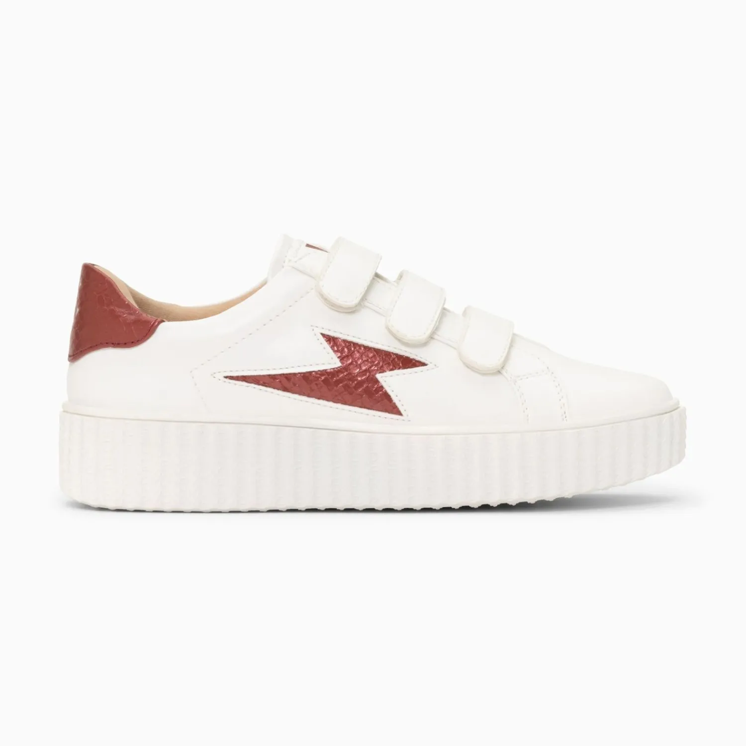 Vanessa Wu Sneakers>Baskets Eclair Eva Blanc Et Bordeaux Serpent A Scratchs