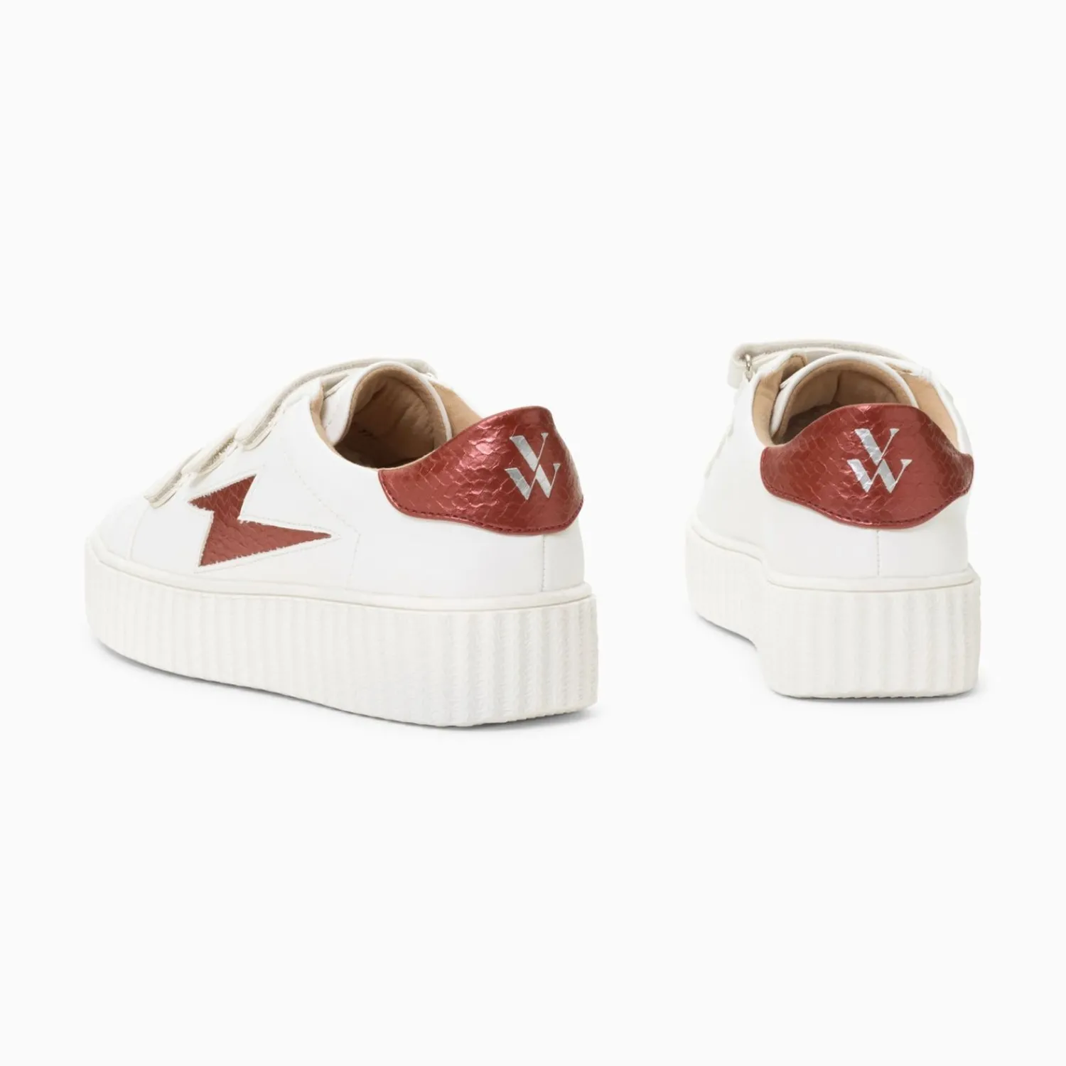 Vanessa Wu Sneakers>Baskets Eclair Eva Blanc Et Bordeaux Serpent A Scratchs