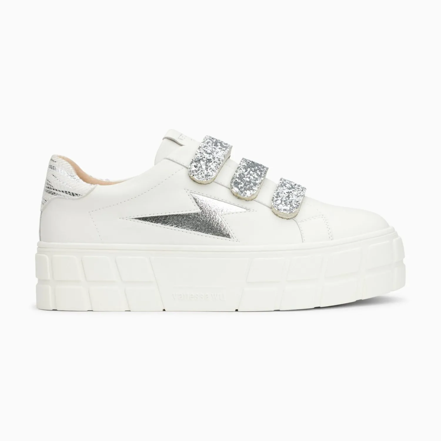 Vanessa Wu Sneakers>Baskets Eclair Eve Blanc Et Argent A Plateforme