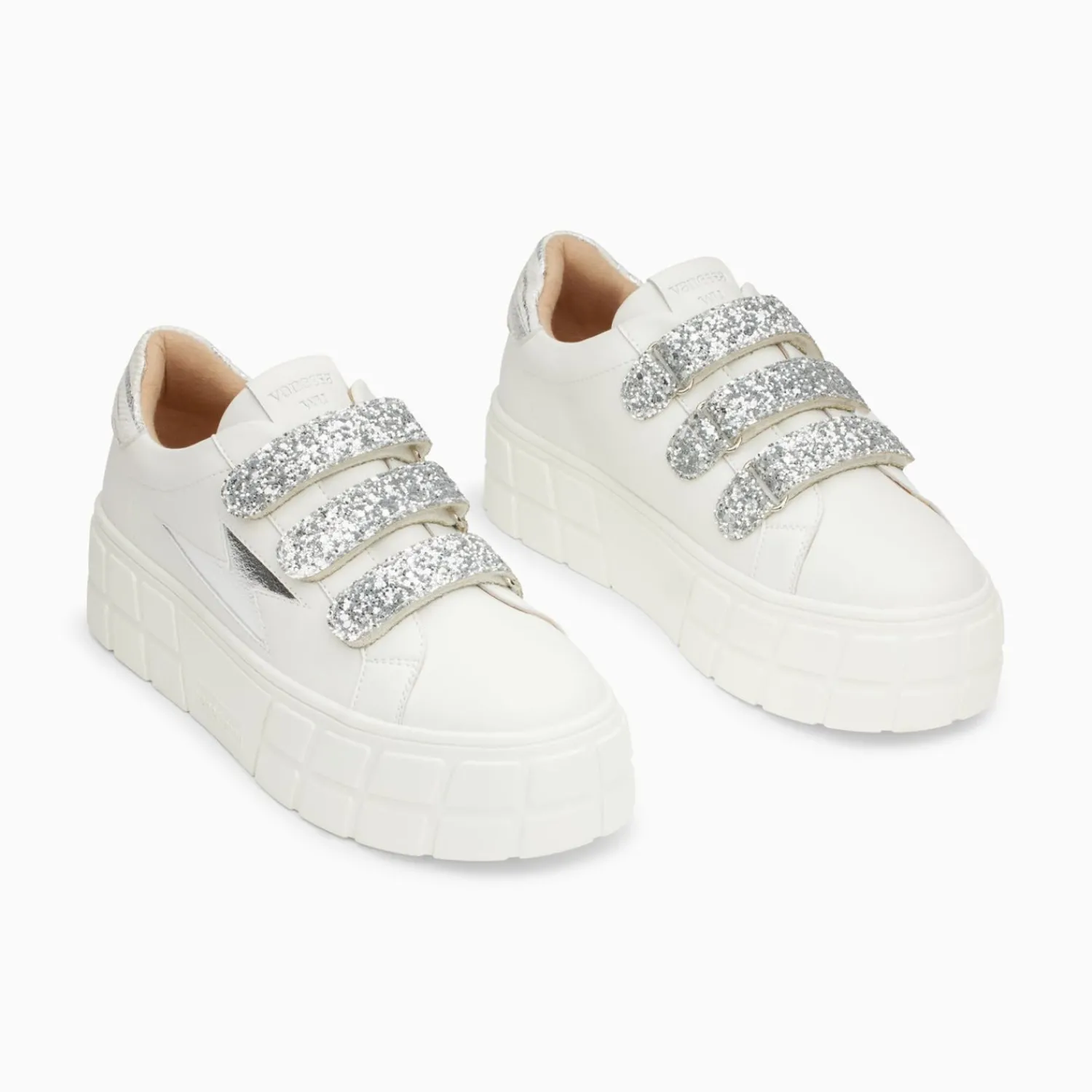 Vanessa Wu Sneakers>Baskets Eclair Eve Blanc Et Argent A Plateforme