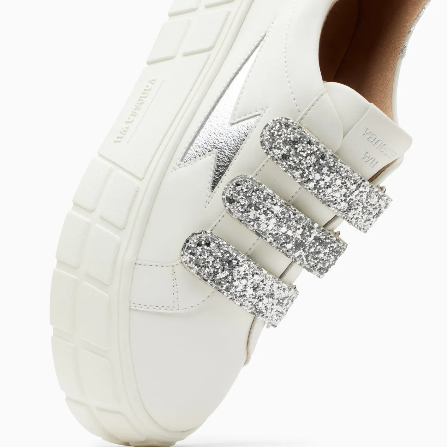 Vanessa Wu Sneakers>Baskets Eclair Eve Blanc Et Argent A Plateforme