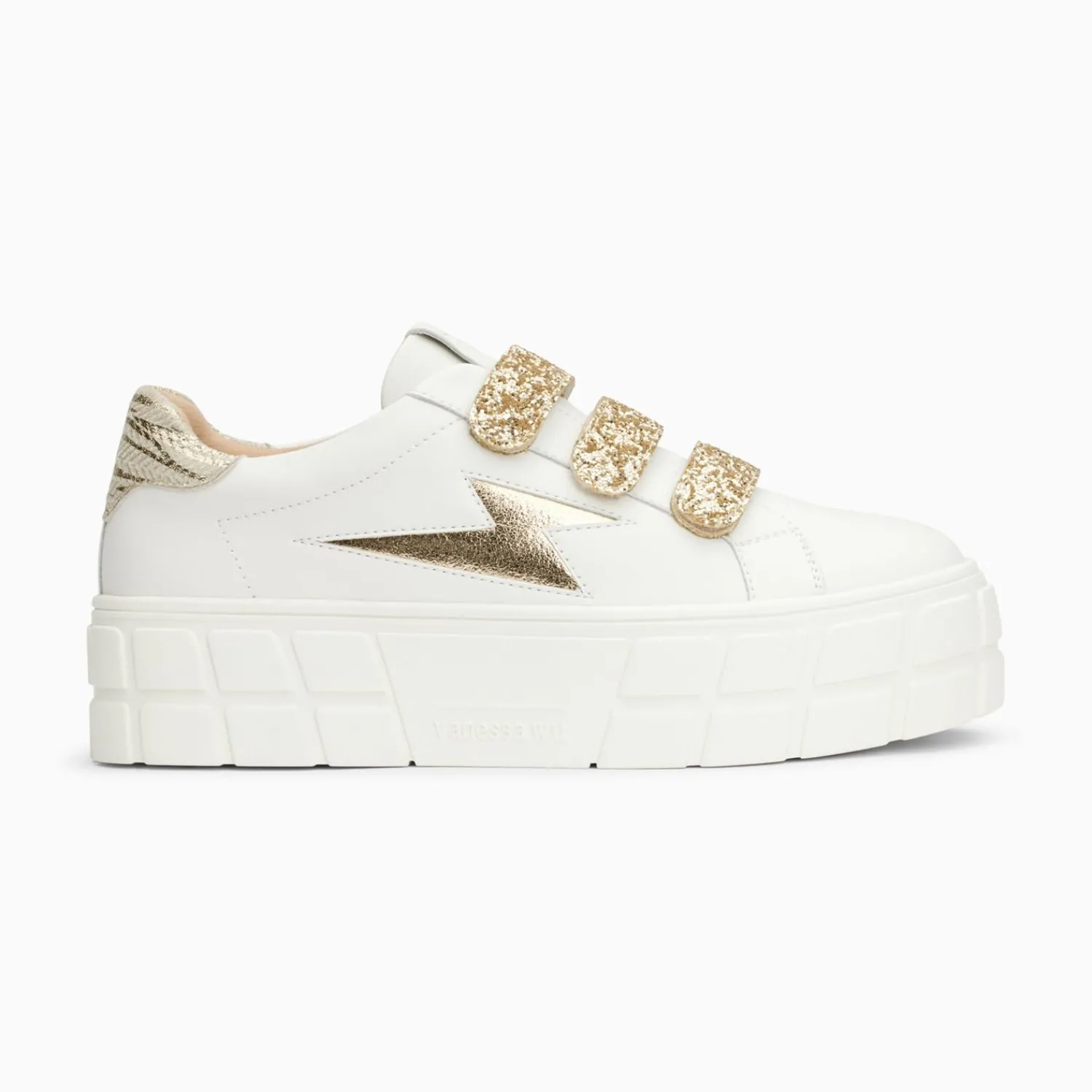 Vanessa Wu Sneakers>Baskets Eclair Eve Blanc Et Or A Plateforme