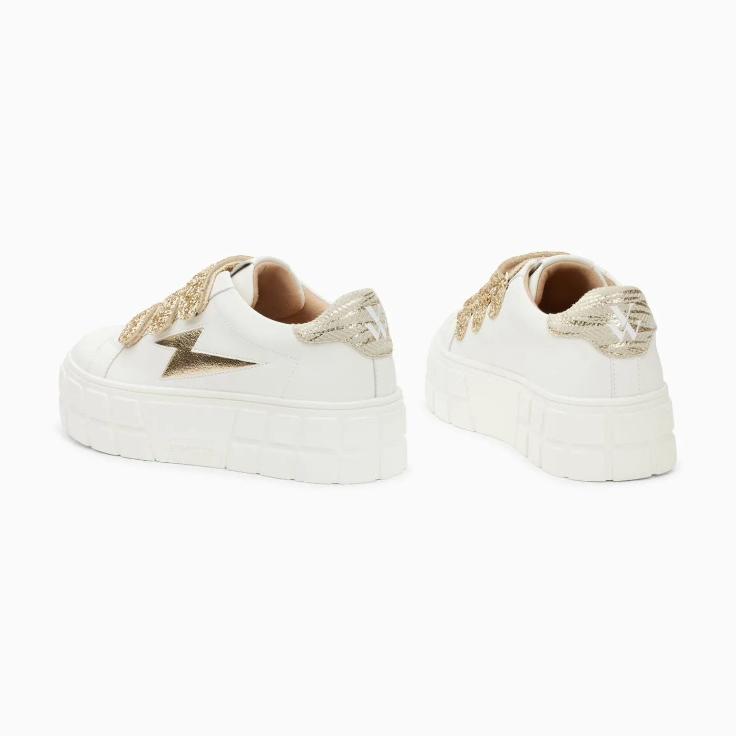 Vanessa Wu Sneakers>Baskets Eclair Eve Blanc Et Or A Plateforme
