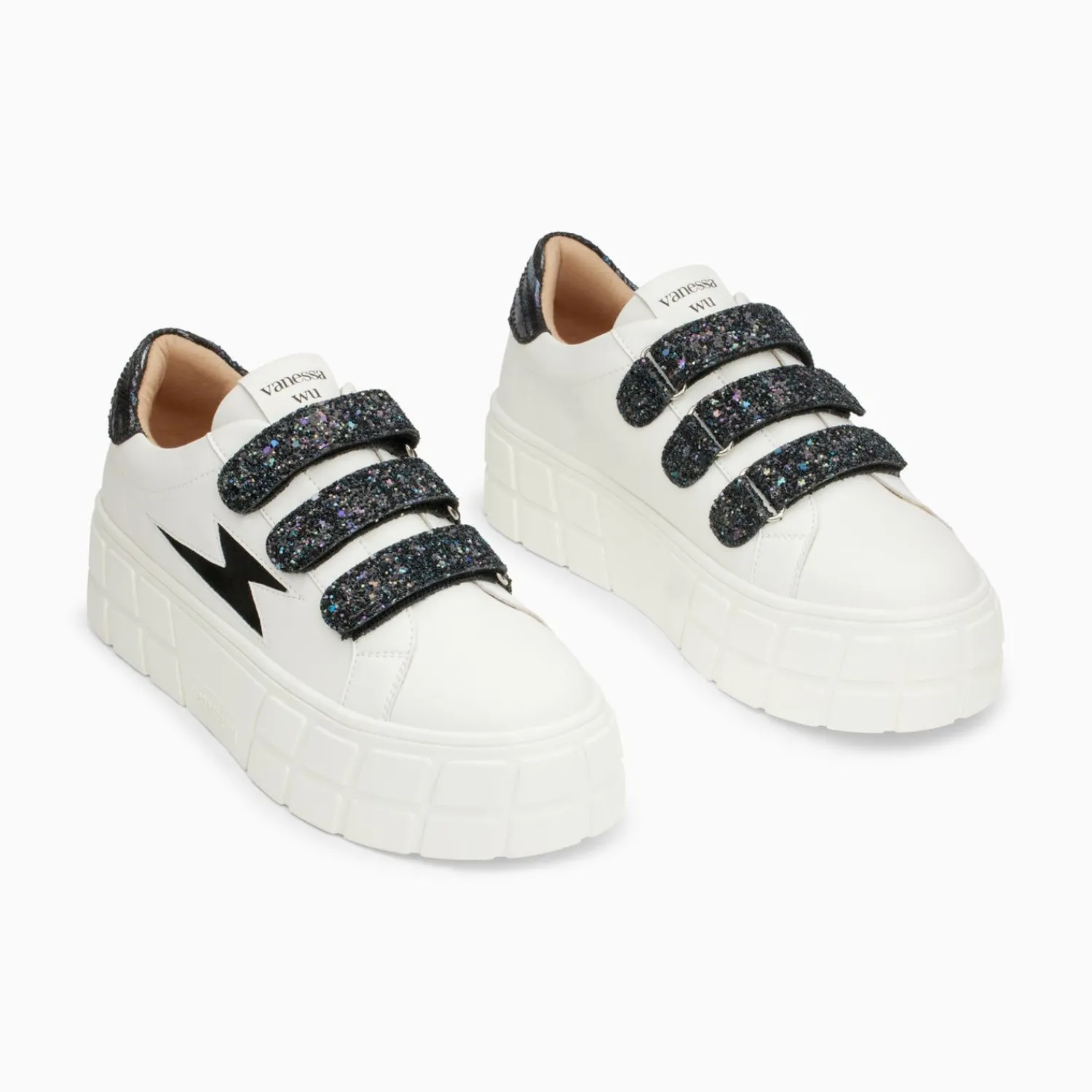 Vanessa Wu Sneakers>Baskets Eclair Eve Blanc Et Noir A Plateforme