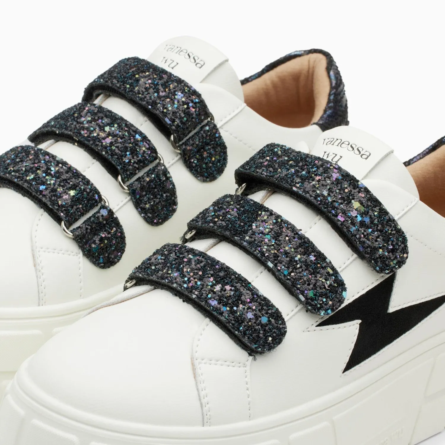 Vanessa Wu Sneakers>Baskets Eclair Eve Blanc Et Noir A Plateforme