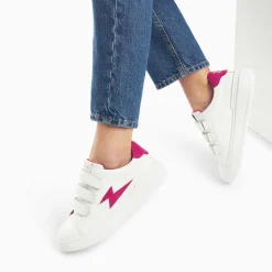 Vanessa Wu Sneakers>Baskets Eclair Fanny Blanc Et Fuchsia A Scratchs