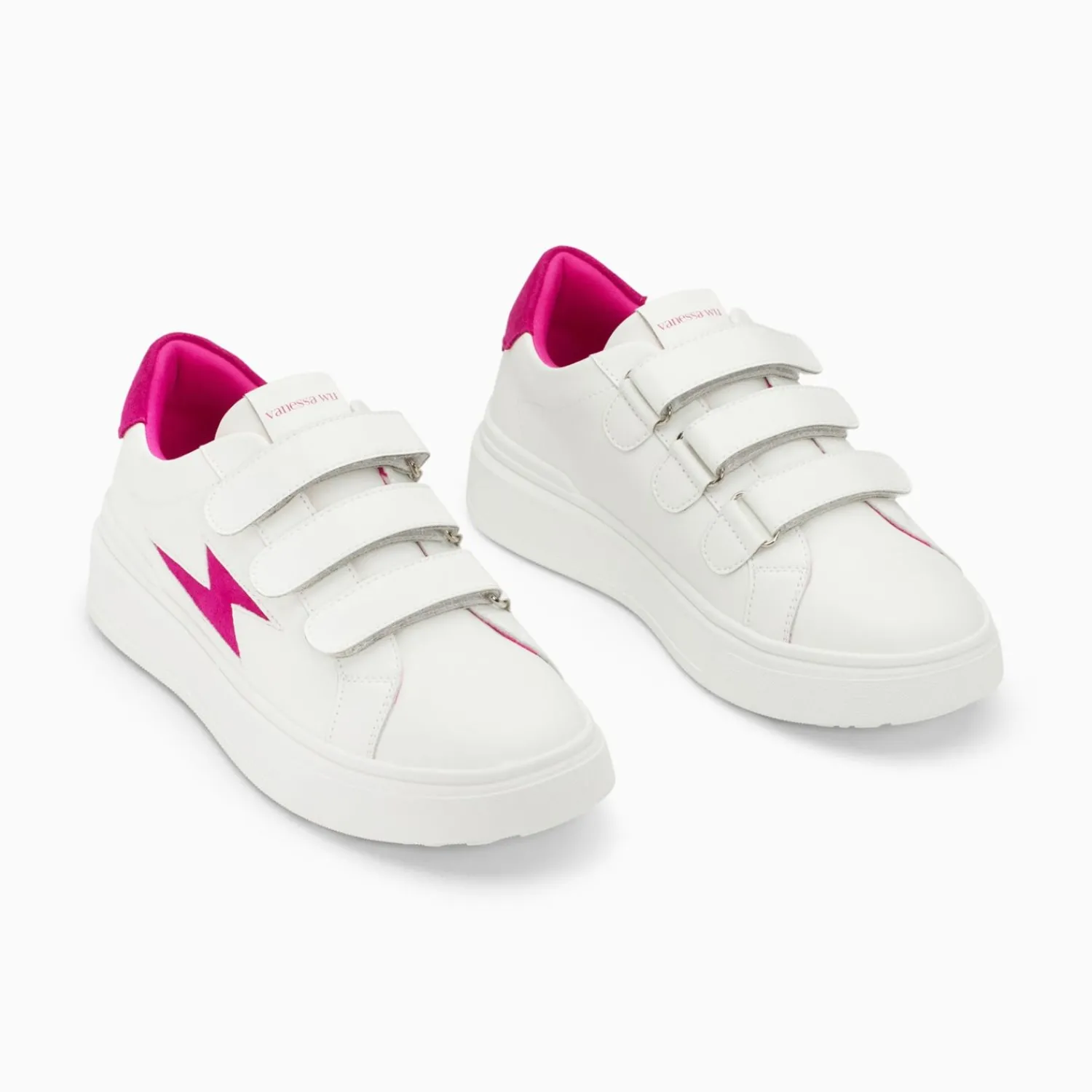 Vanessa Wu Sneakers>Baskets Eclair Fanny Blanc Et Fuchsia A Scratchs