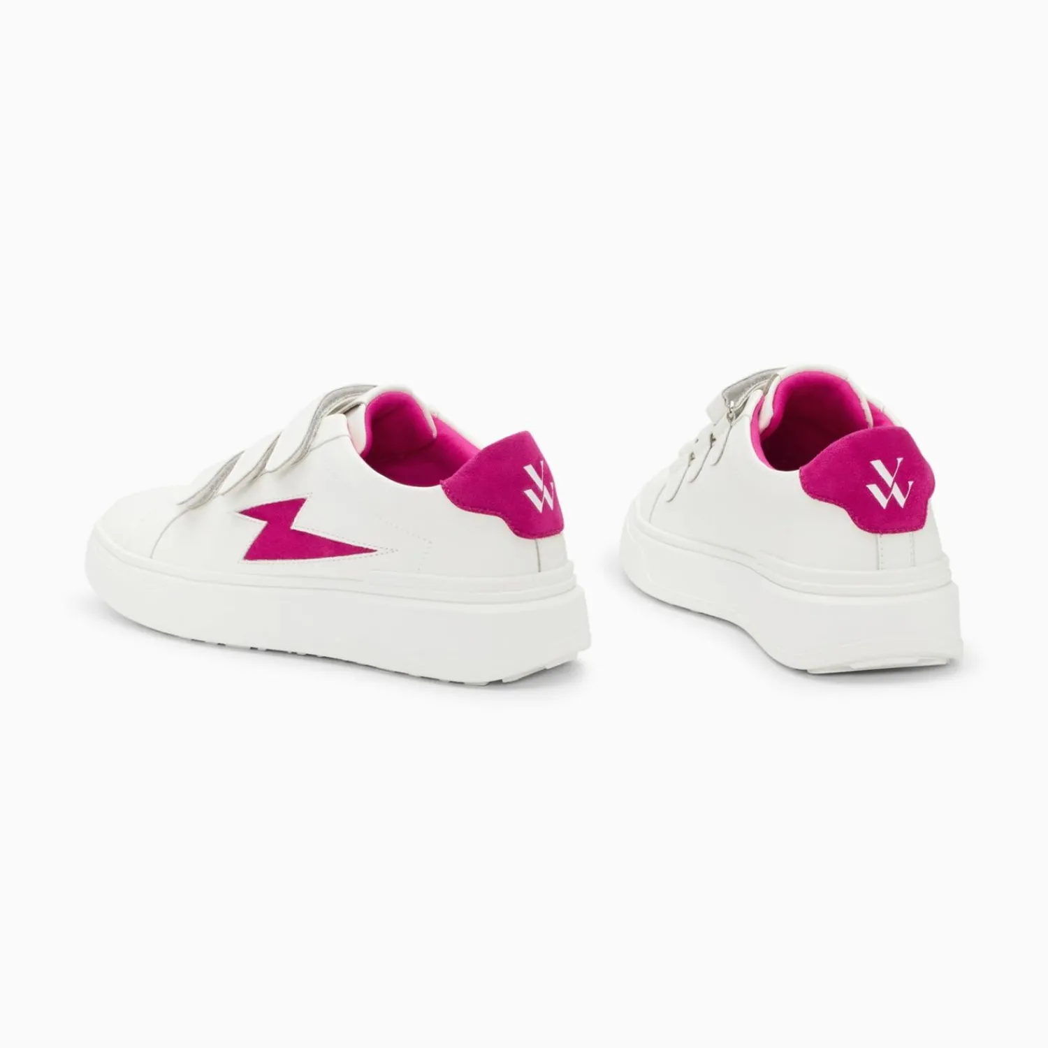 Vanessa Wu Sneakers>Baskets Eclair Fanny Blanc Et Fuchsia A Scratchs
