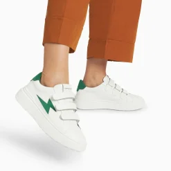 Vanessa Wu Sneakers>Baskets Eclair Fanny Blanc Et Vert A Scratchs