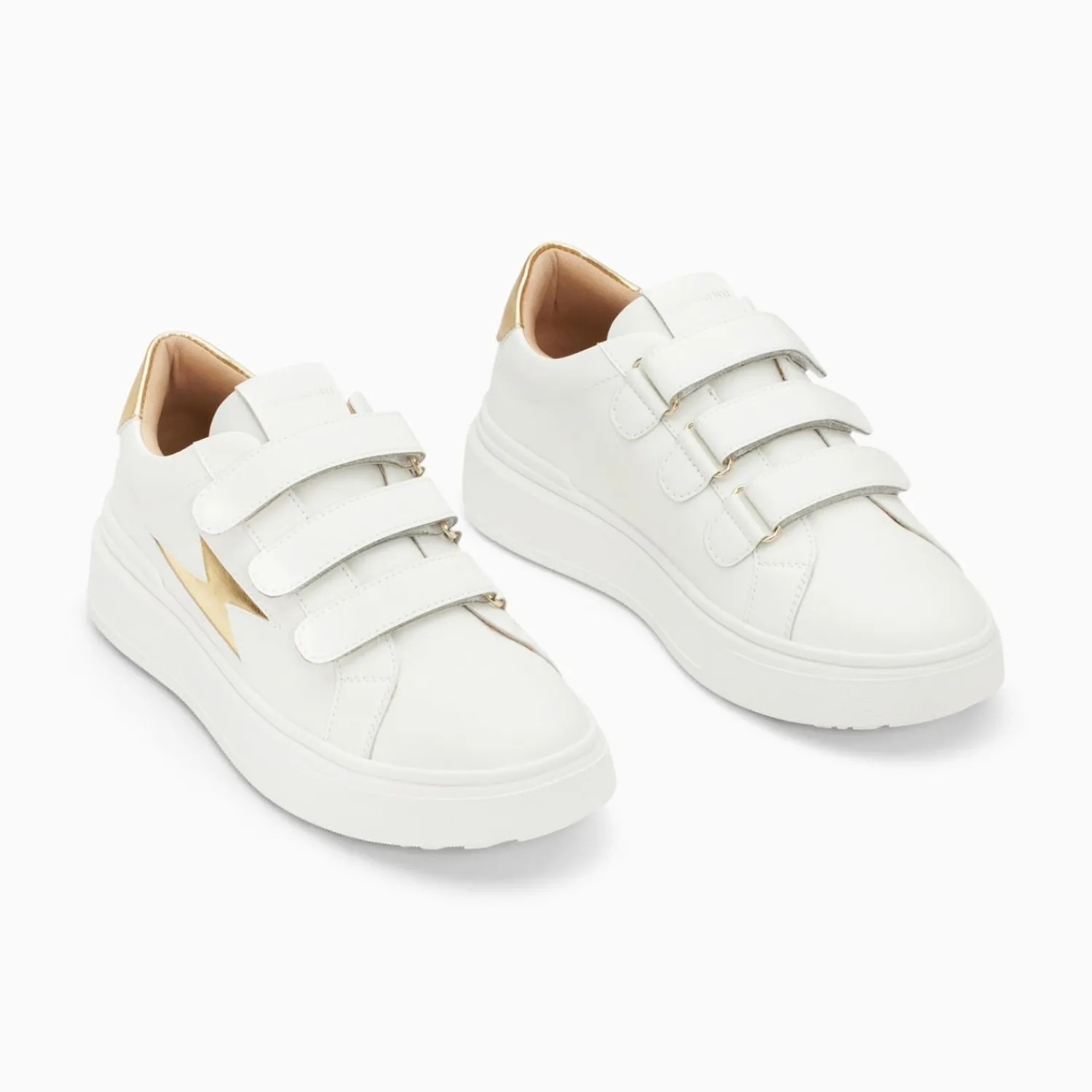 Vanessa Wu Sneakers>Baskets Eclair Fanny Blanc Et Or A Scratchs