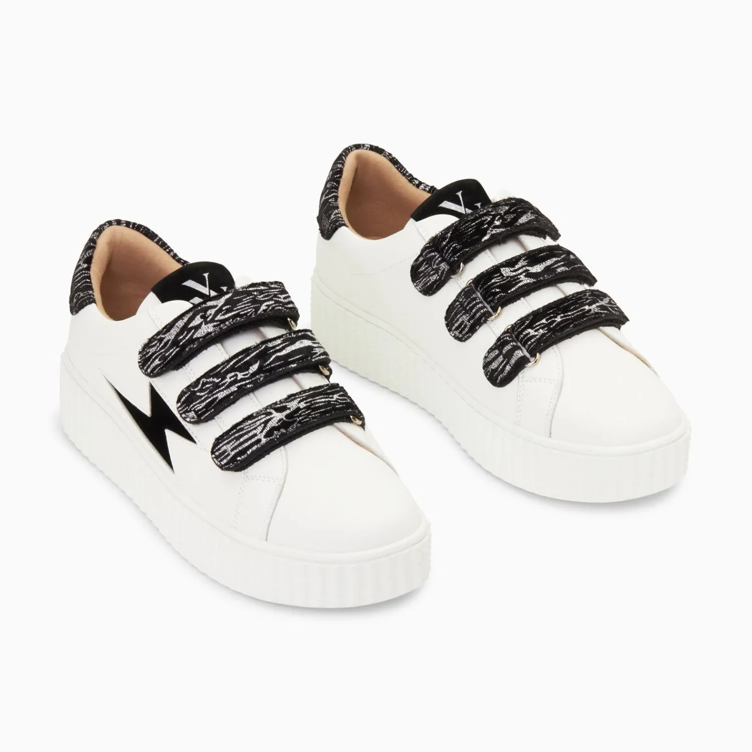 Vanessa Wu Sneakers>Baskets Eclair Ingrid Blanc Et Noir Zebre A Scratchs