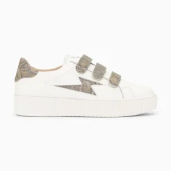 Vanessa Wu Sneakers>Baskets Eclair Jane Blanches En Cuir A Scratchs Anthracite