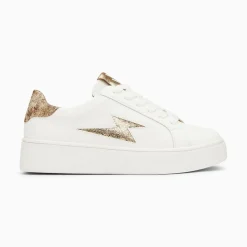 Vanessa Wu Sneakers>Baskets Eclair Joy Blanc Et Or A Lacets
