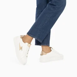 Vanessa Wu Sneakers>Baskets Eclair Joy Blanc Et Or A Lacets