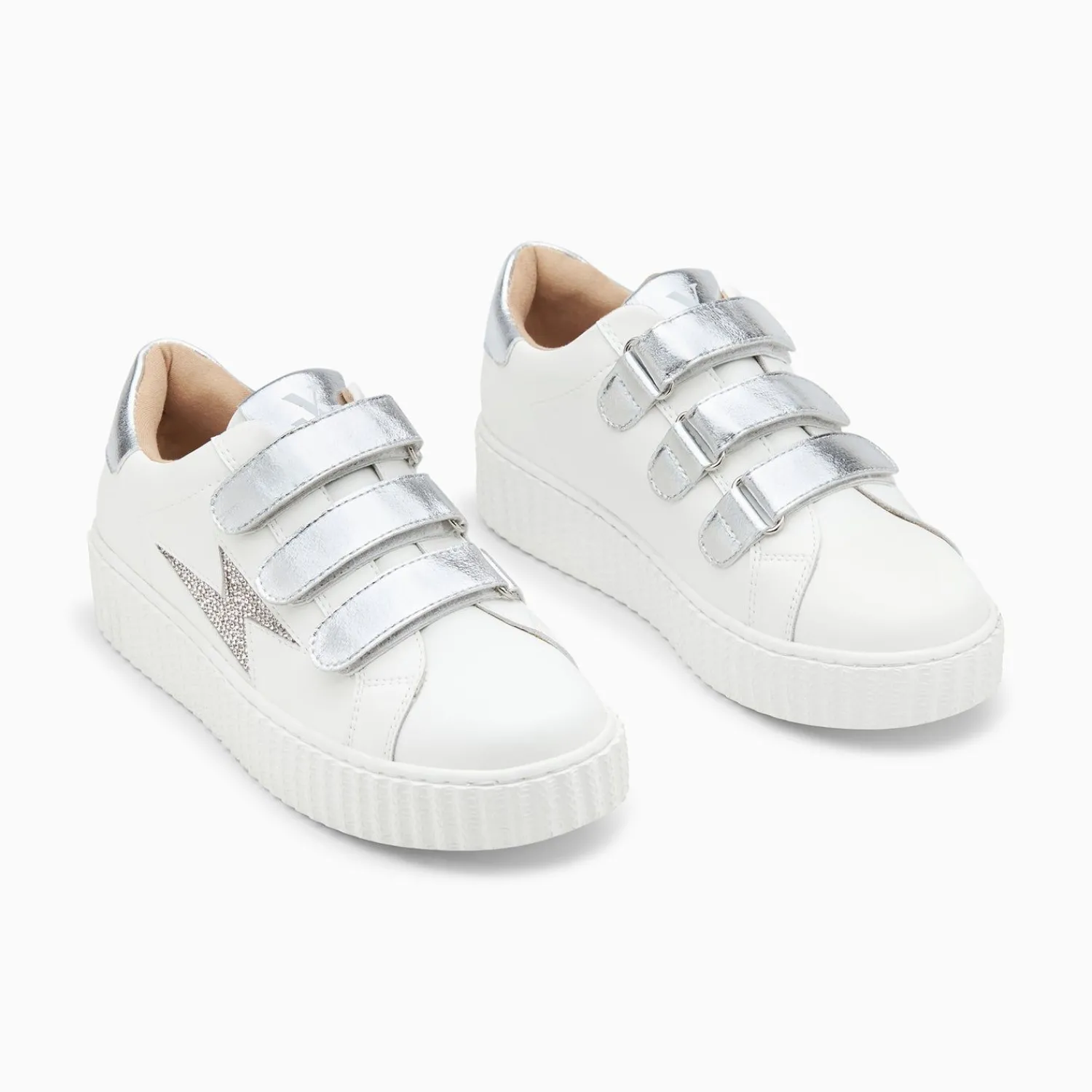 Vanessa Wu Sneakers>Baskets Eclair Kandia Blanc Et Argent A Scratchs