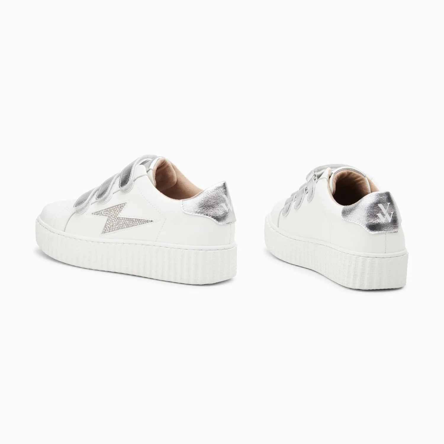 Vanessa Wu Sneakers>Baskets Eclair Kandia Blanc Et Argent A Scratchs