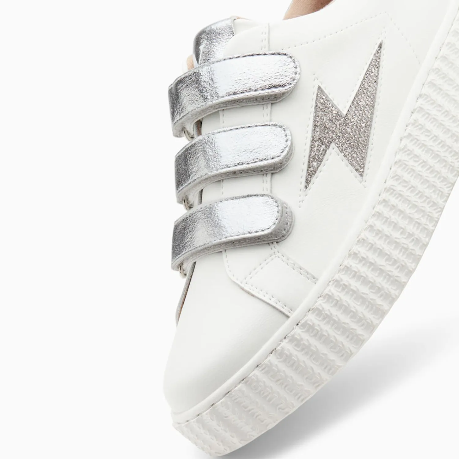 Vanessa Wu Sneakers>Baskets Eclair Kandia Blanc Et Argent A Scratchs