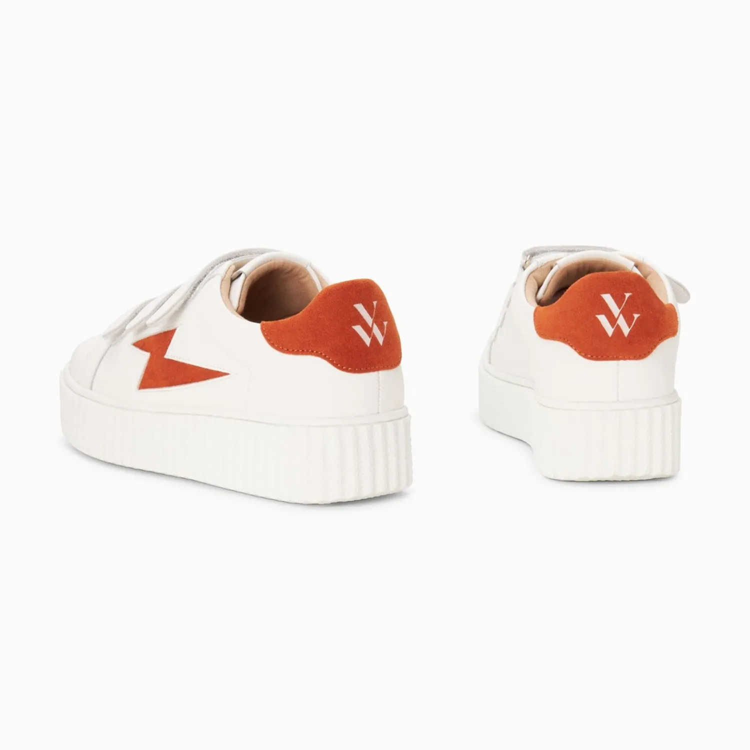 Vanessa Wu Sneakers>Baskets Eclair Kim Blanc Et Orange A Scratchs