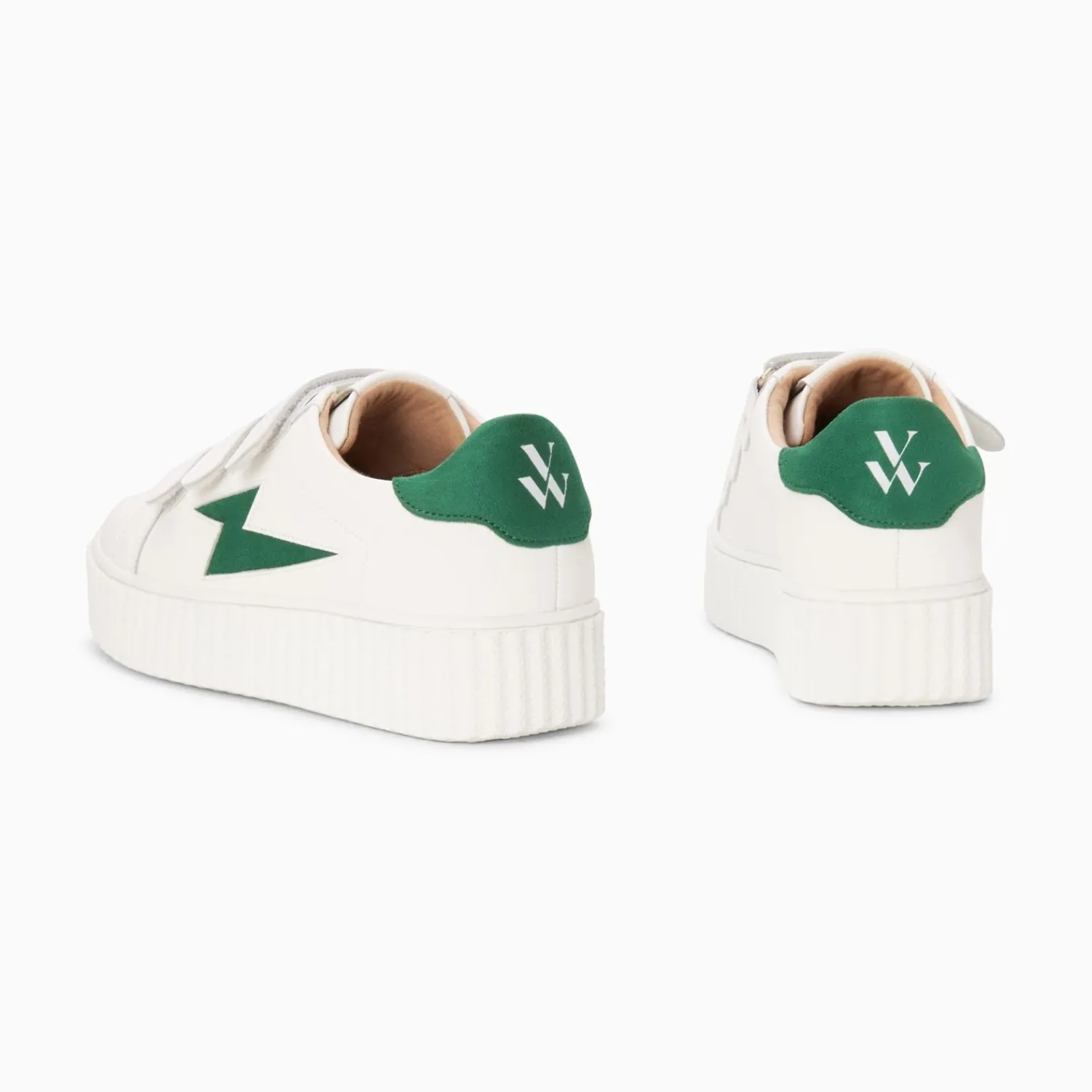 Vanessa Wu Sneakers>Baskets Eclair Kim Blanc Et Vert Fonce A Scratchs