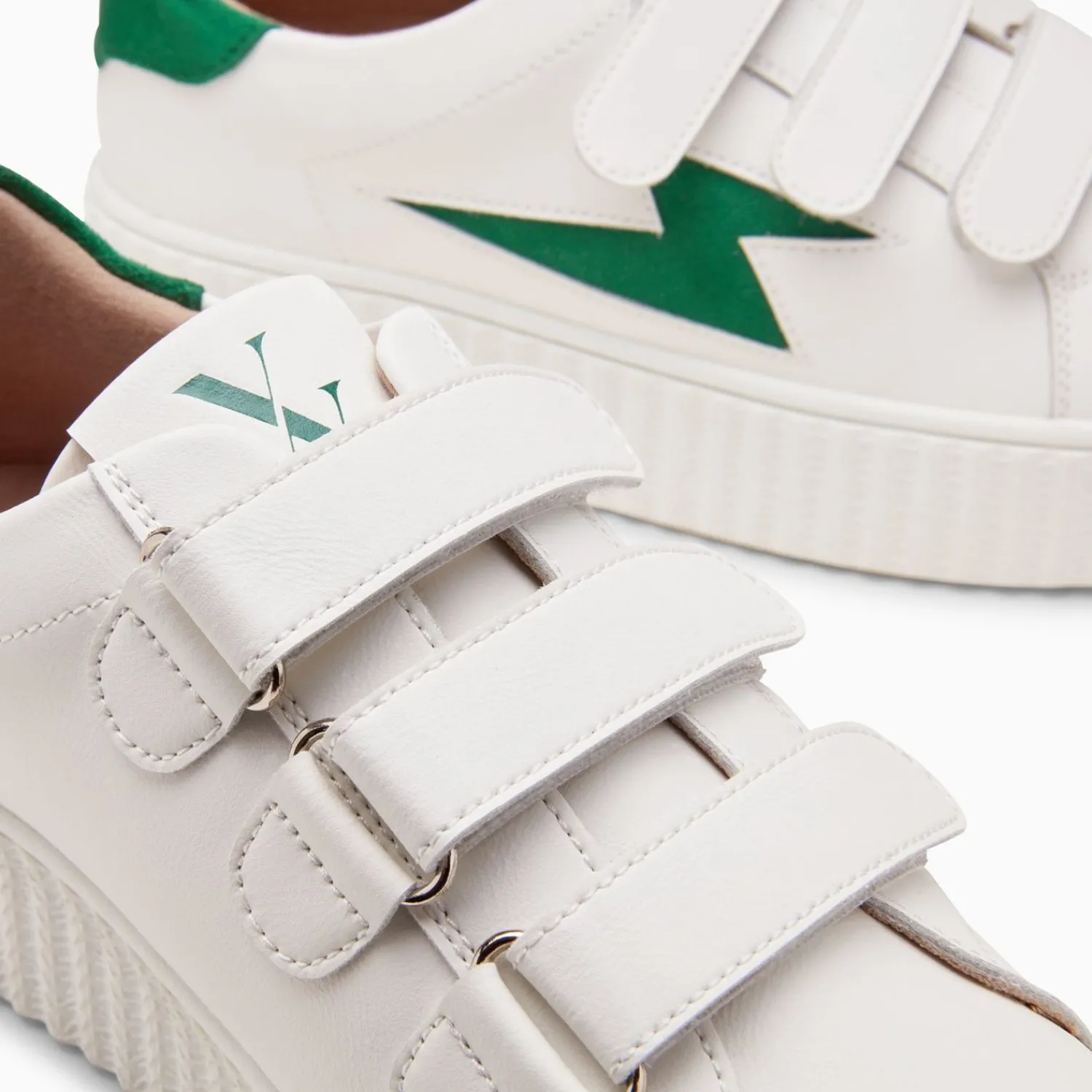 Vanessa Wu Sneakers>Baskets Eclair Kim Blanc Et Vert Fonce A Scratchs