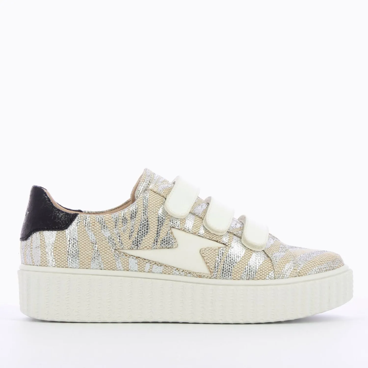 Vanessa Wu Sneakers>Baskets Eclair Lindsey Effet Toile De Jute Beige Et Argent