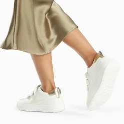 Vanessa Wu Sneakers>Baskets Eclair Lison Blanc Et Or A Scratchs