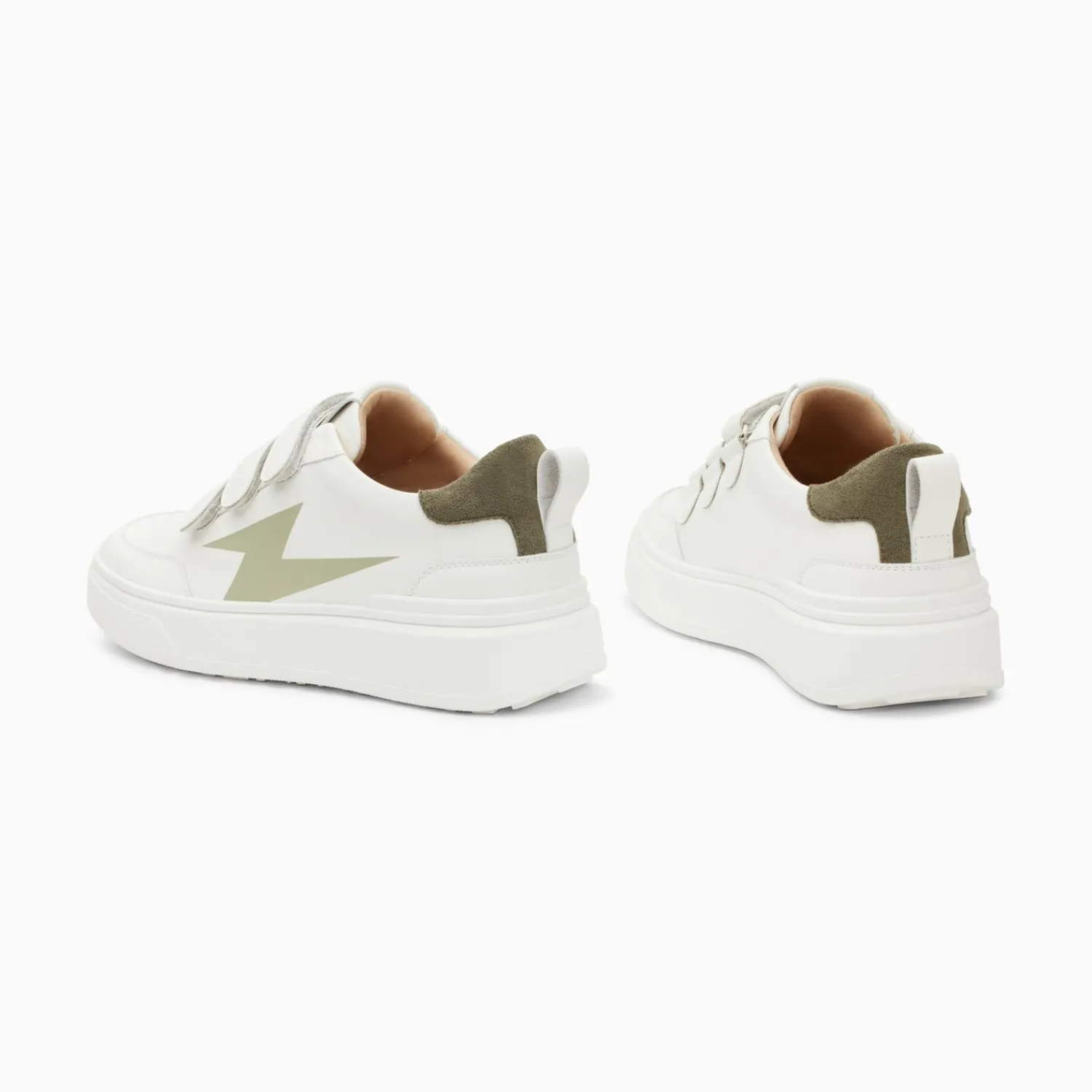 Vanessa Wu Sneakers>Baskets Eclair Lison Blanc Et Kaki A Scratchs