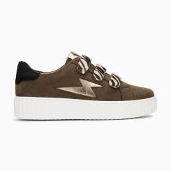 Vanessa Wu Sneakers>Baskets Eclair Maelle Kaki Et Or A Scratchs