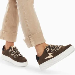 Vanessa Wu Sneakers>Baskets Eclair Maelle Kaki Et Or A Scratchs