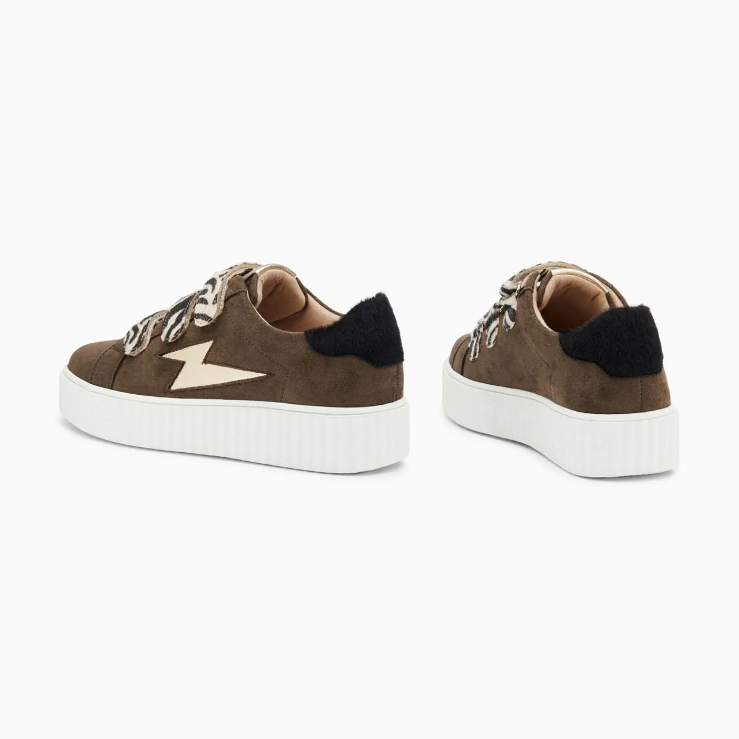 Vanessa Wu Sneakers>Baskets Eclair Maelle Kaki Et Or A Scratchs