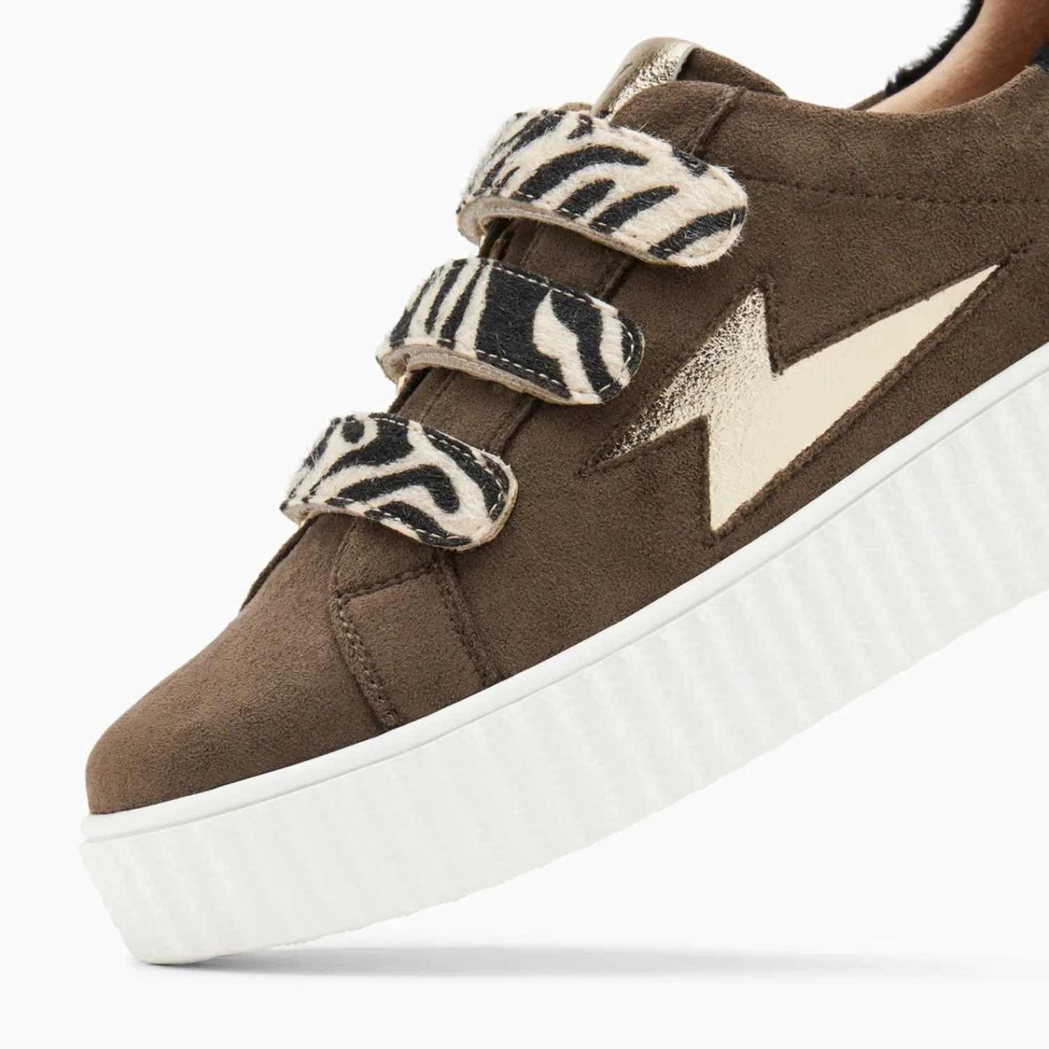 Vanessa Wu Sneakers>Baskets Eclair Maelle Kaki Et Or A Scratchs