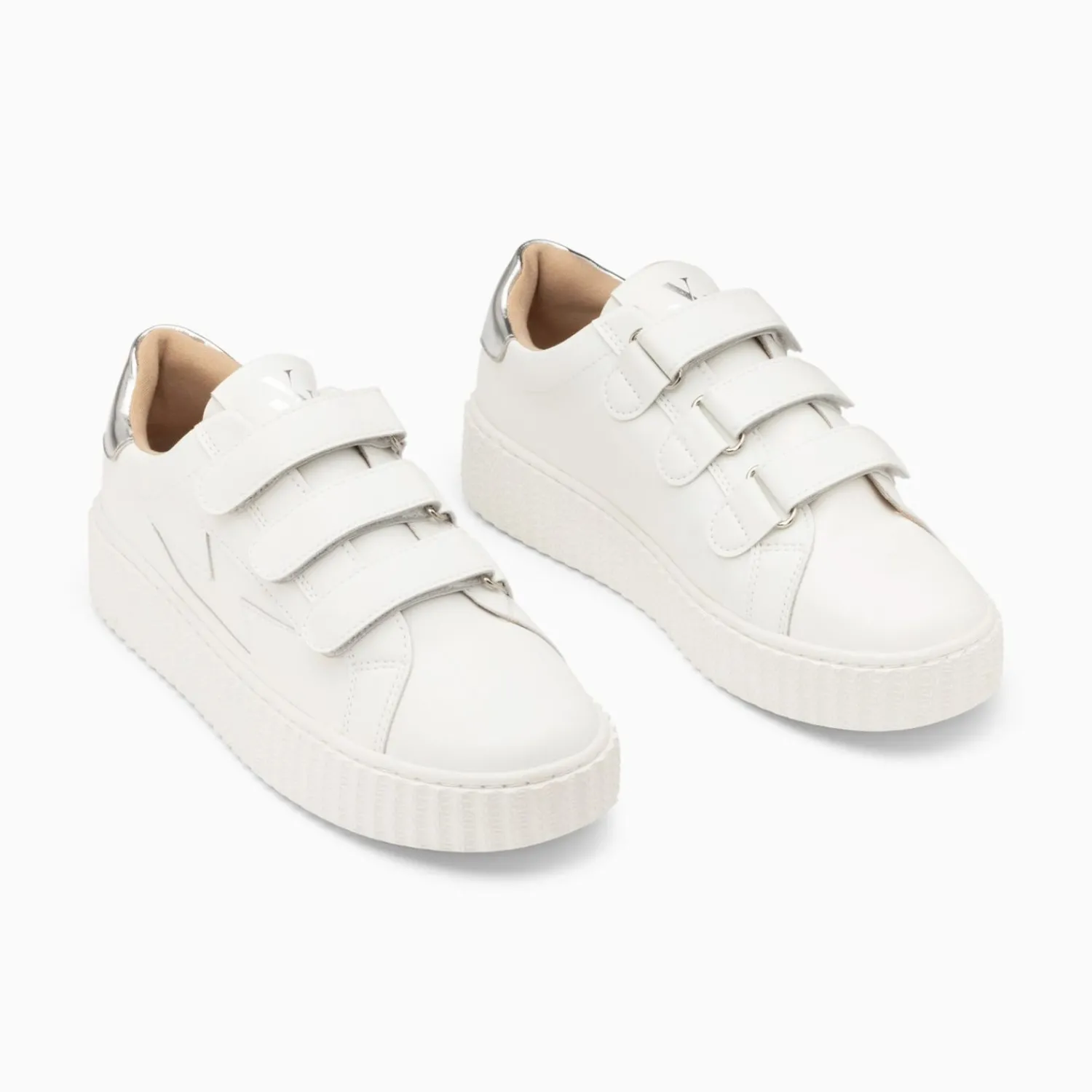 Vanessa Wu Sneakers>Baskets Eclair Maria Blanc Et Argent A Scratchs