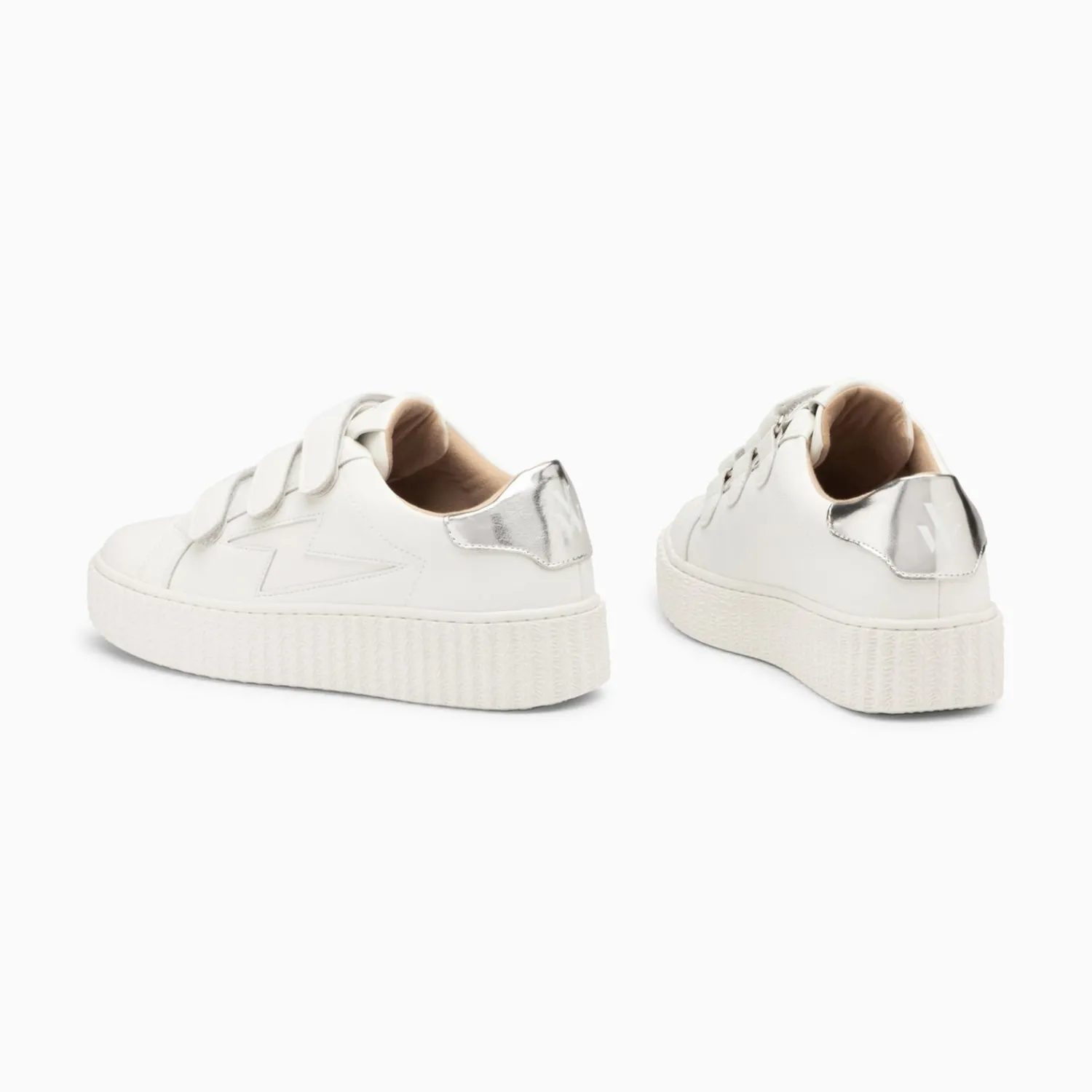 Vanessa Wu Sneakers>Baskets Eclair Maria Blanc Et Argent A Scratchs