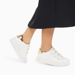 Vanessa Wu Sneakers>Baskets Eclair Maria Blanc Et Or A Scratchs