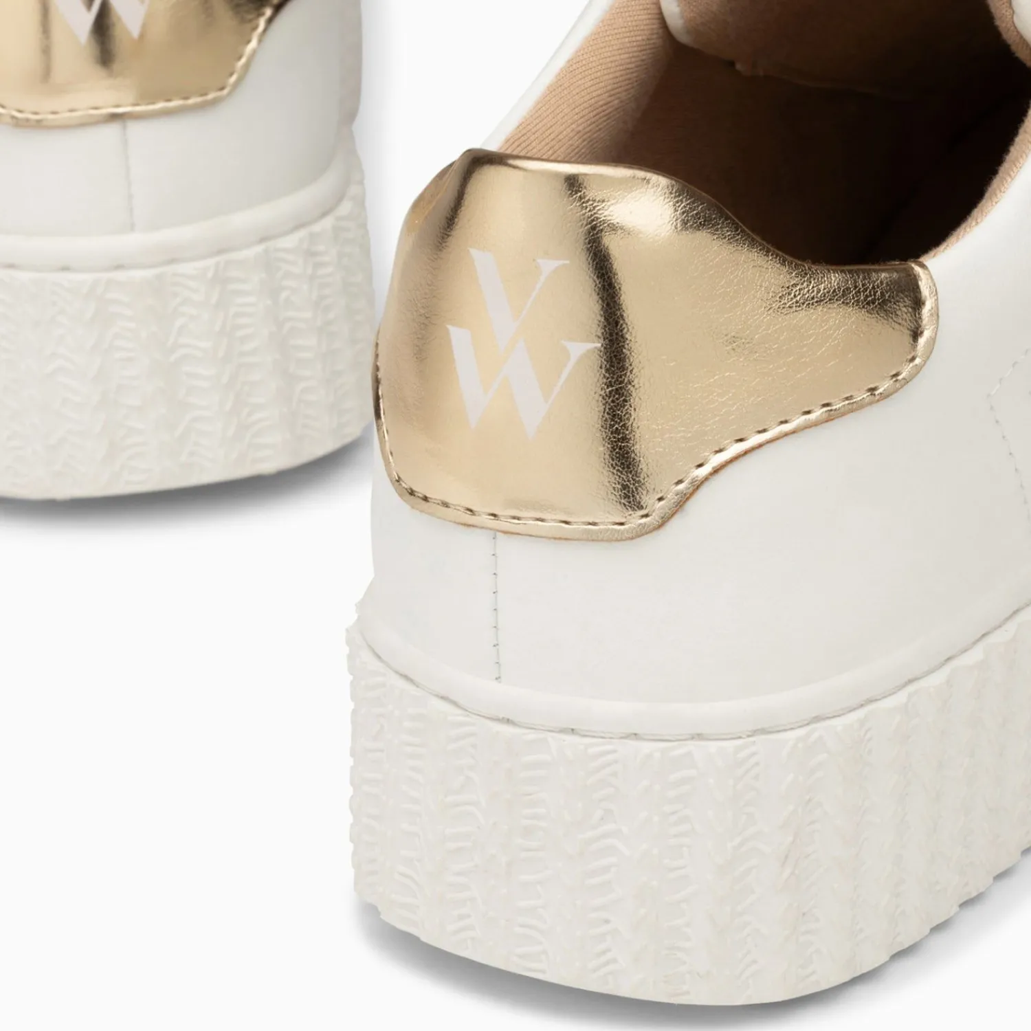 Vanessa Wu Sneakers>Baskets Eclair Maria Blanc Et Or A Scratchs