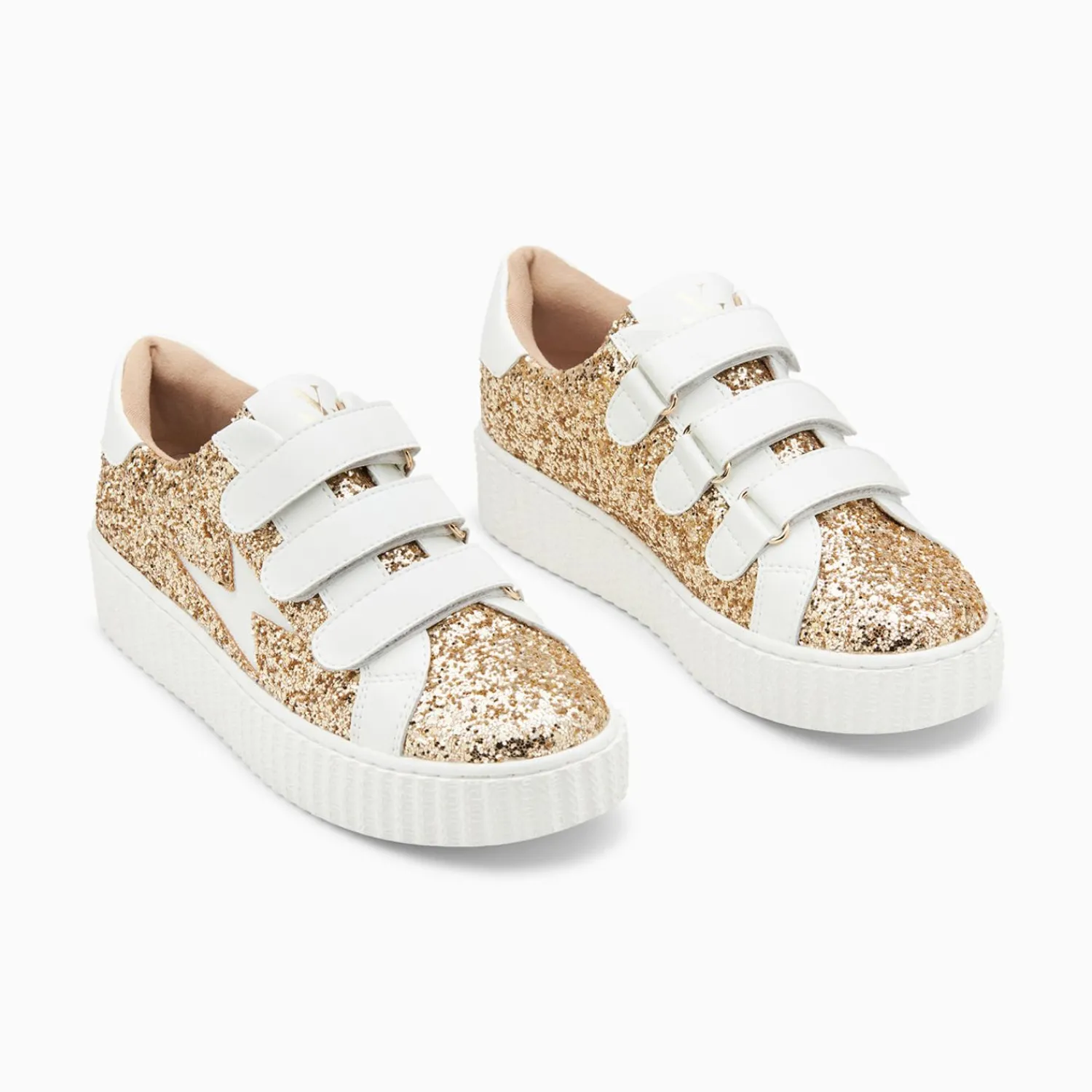 Vanessa Wu Sneakers>Baskets Eclair Marielle A Paillettes Or