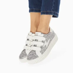 Vanessa Wu Sneakers>Baskets Eclair Marielle A Paillettes Argent