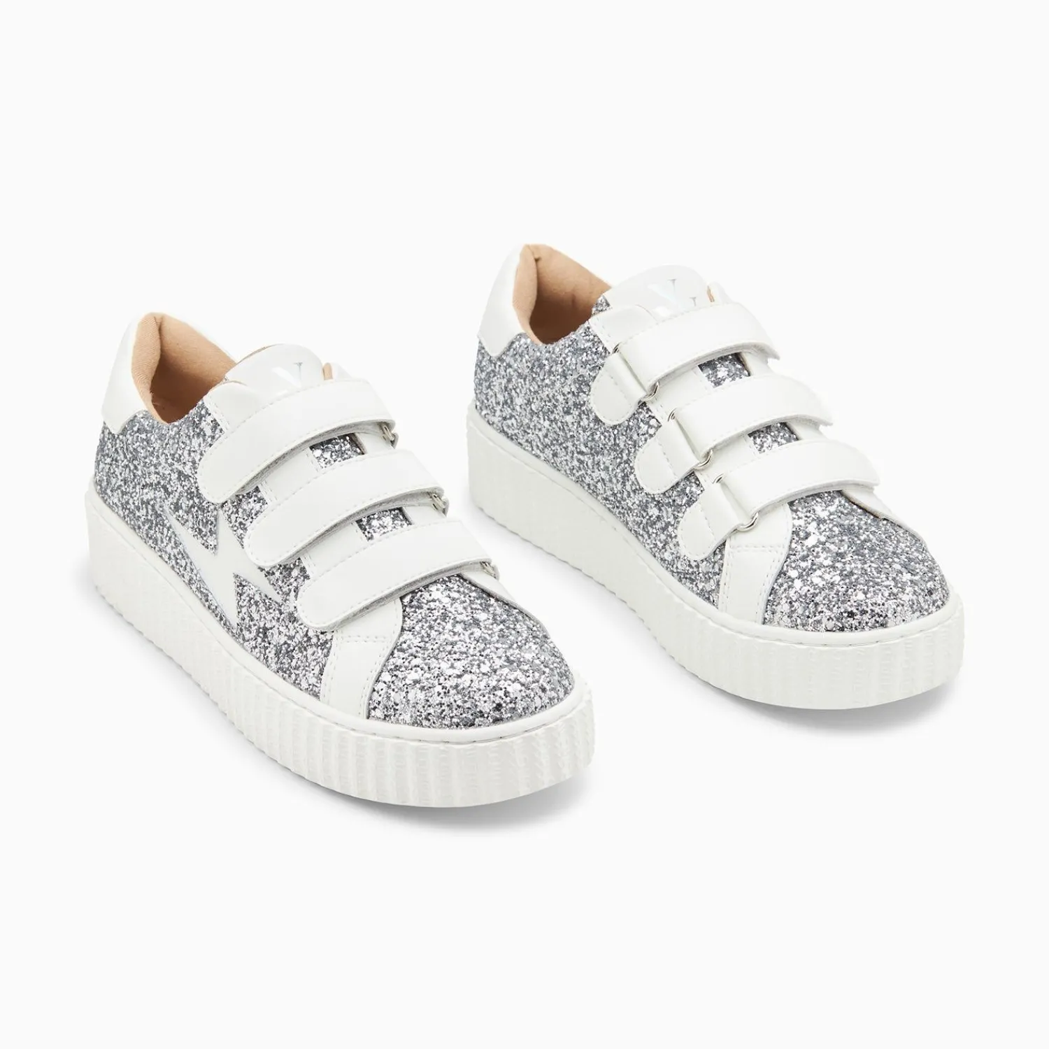 Vanessa Wu Sneakers>Baskets Eclair Marielle A Paillettes Argent