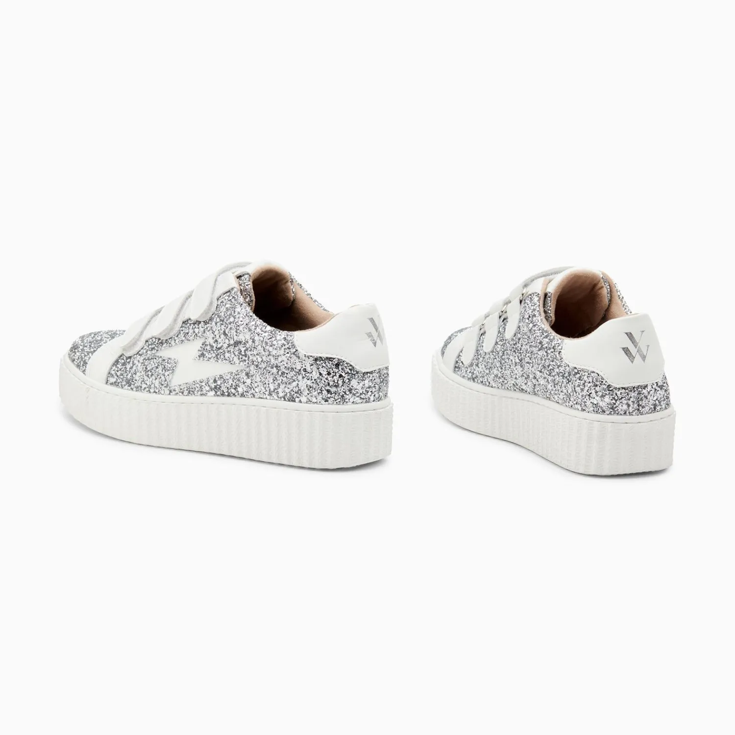 Vanessa Wu Sneakers>Baskets Eclair Marielle A Paillettes Argent