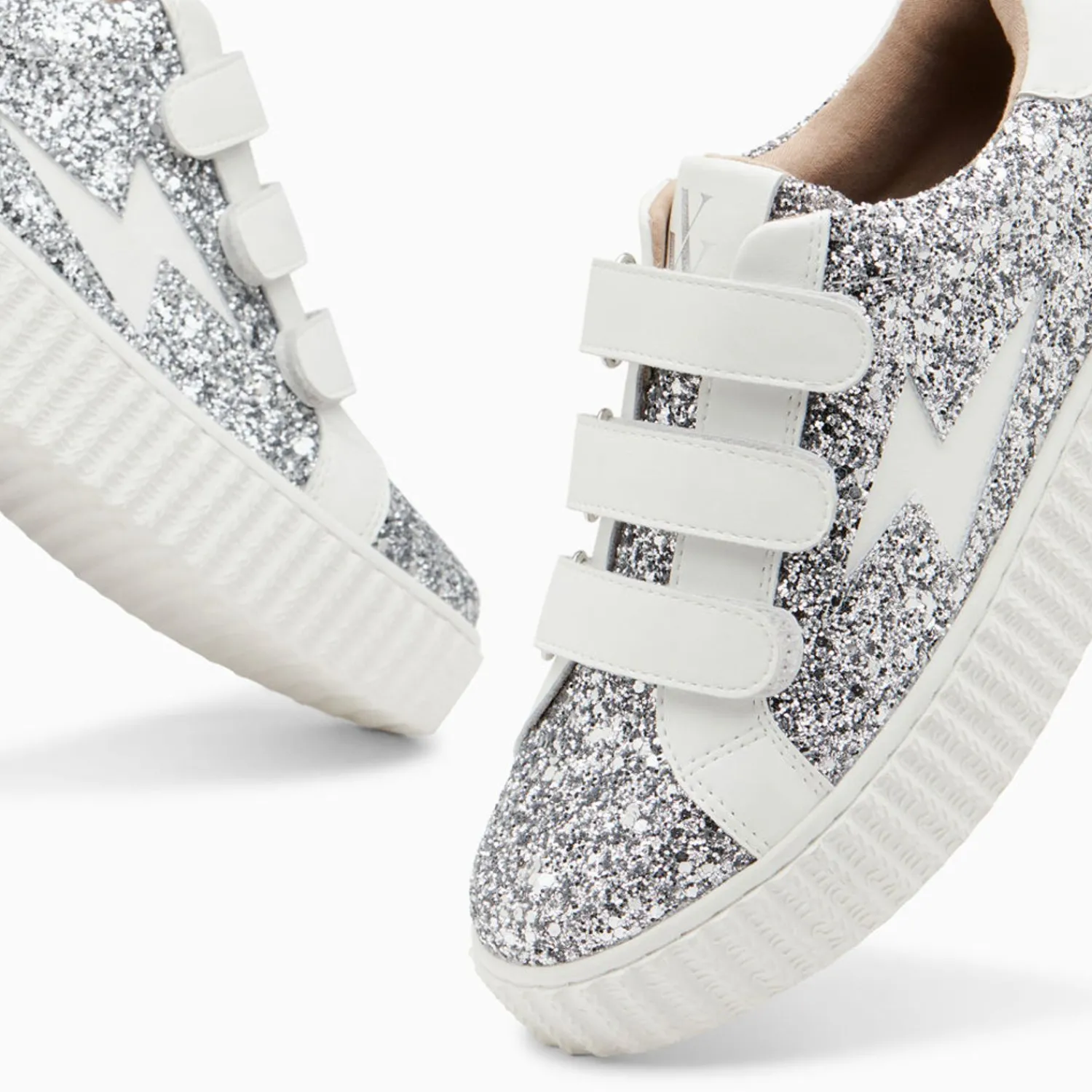 Vanessa Wu Sneakers>Baskets Eclair Marielle A Paillettes Argent