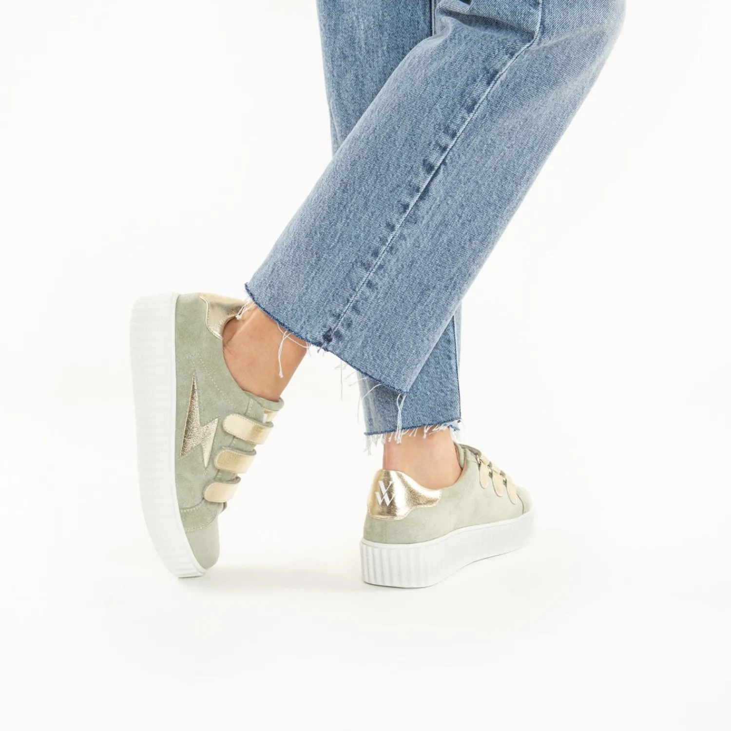 Vanessa Wu Sneakers>Baskets Eclair Marilou Vert Pale A Scratchs Champagne