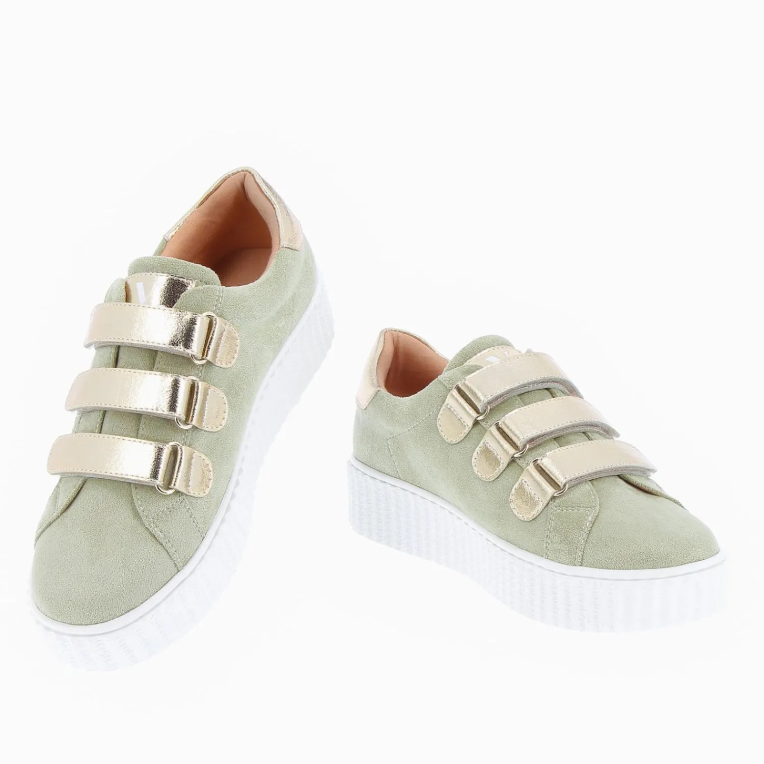 Vanessa Wu Sneakers>Baskets Eclair Marilou Vert Pale A Scratchs Champagne