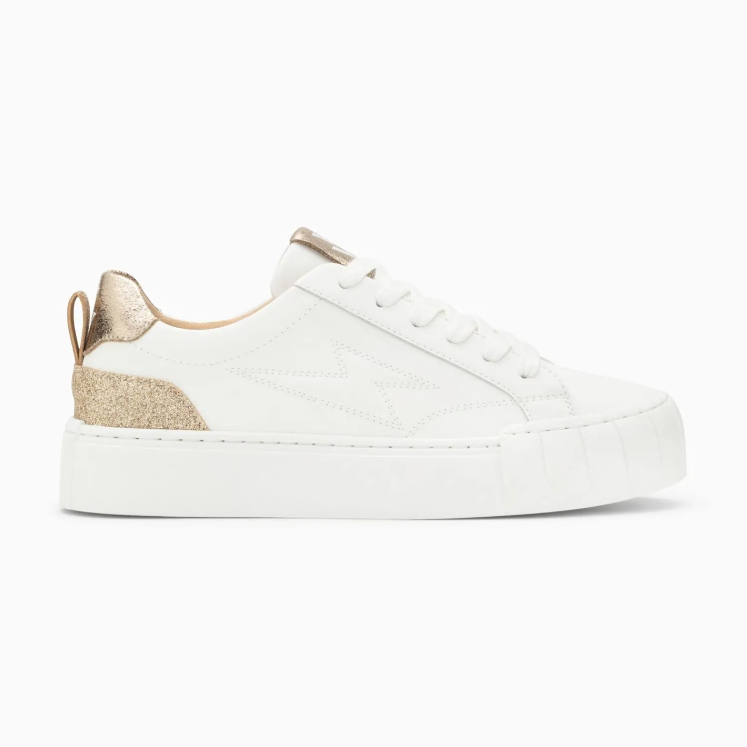 Vanessa Wu Sneakers>Baskets Eclair Miley Blanc Et Or A Lacets
