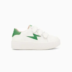 Vanessa Wu Sneakers>Baskets Eclair Mini Elsa Blanc Et Vert Menthe Croco A Scratchs
