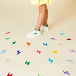Vanessa Wu Sneakers>Baskets Eclair Mini Elsa Blanc Et Vert Menthe Croco A Scratchs